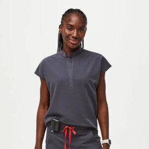 Figs plus size - Rafaela Oversized Scrub Top, Charcoal